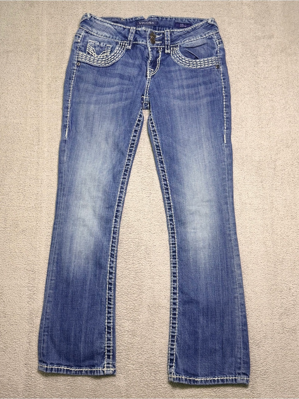 Vigoss Dublin Bootcut Jeans Women 1x30 Fits 28x28 Thick Contrast Stitch Low Rise